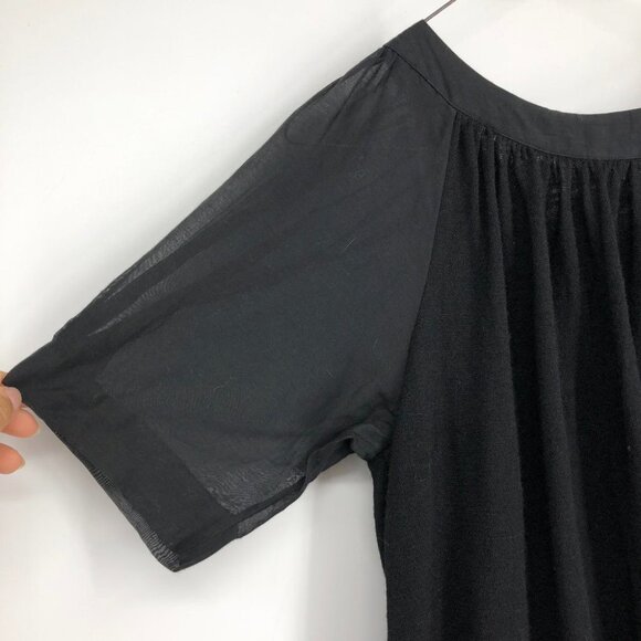 NWT Erica Davies Wool Gauze Short Puff sleeve Black Mini Dress with satin hem XS - Picture 7 of 16